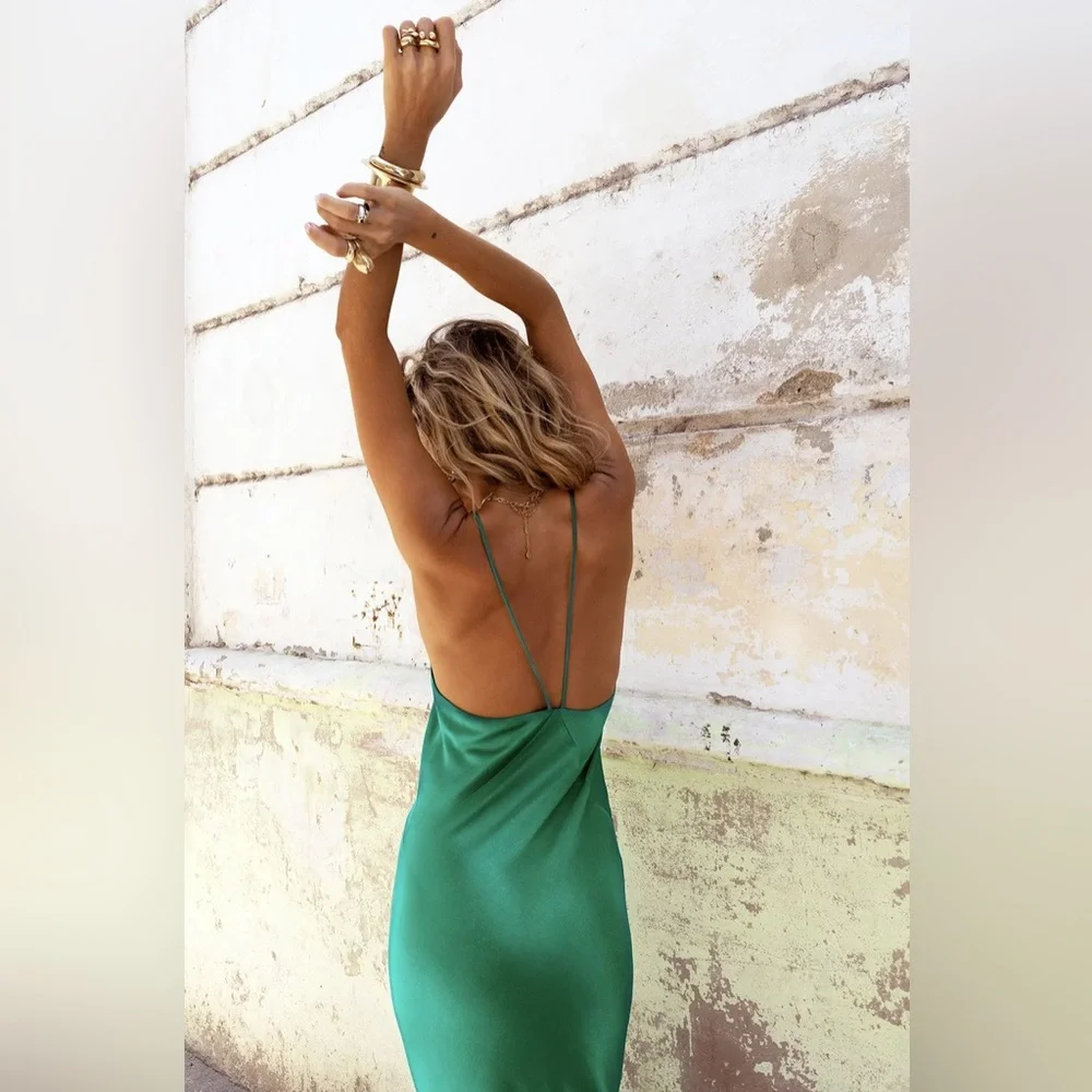 Rat & Boa Delphine Dress Green Wedding Prom Gala Medium Emerald Maxi Long